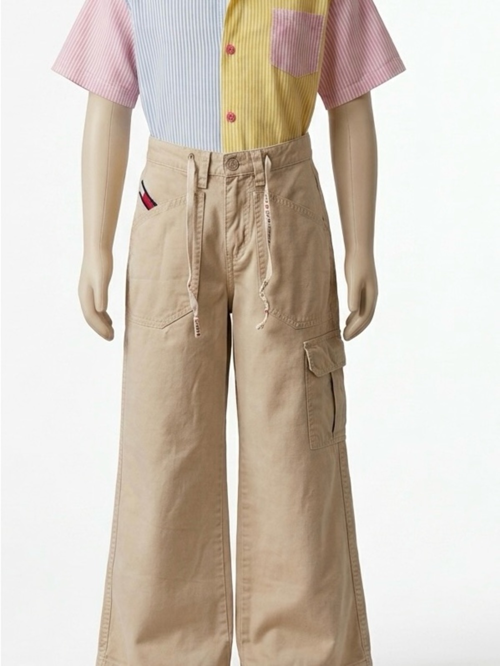 VTG Tommy Hilfiger Girls 2pc Outfit Set Size 7 Pastel Shirt Cargo Pants
